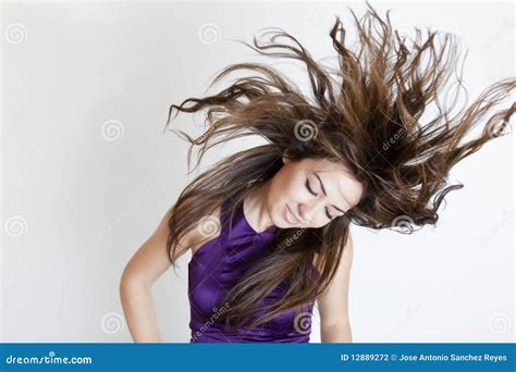 Windy Hair Stock Photo Image Of Elegance Brunette Beautiful 12889272