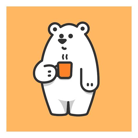 Premium Vector Cute Polar Bear With Cup Of Hot Drink White Bear With Coffee Vector Illustration
