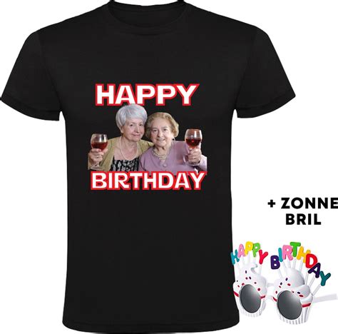 Happy Birthday Heren T Shirt Bril Verjaardag Jarig Feest Oma