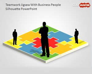 Free Teamwork PowerPoint Diagram with Jigsaw Illustration - Free ...