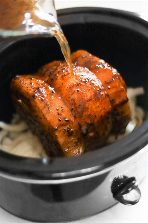 Simple Crock Pot Pork Loin Recipe with Honey Garlic Glaze - Kit's Kitchen