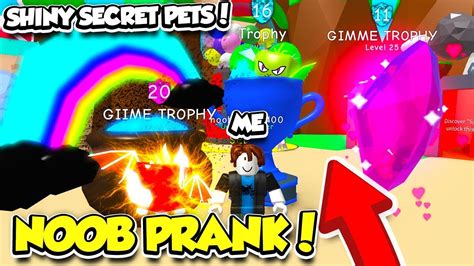 NOOB PRANK WITH THE BEST SECRET SHINY PETS IN BUBBLE GUM SIMULATOR