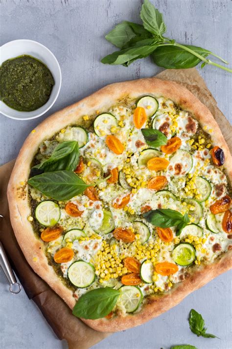 Pesto Veggie Pizza With Brie Island Bakes