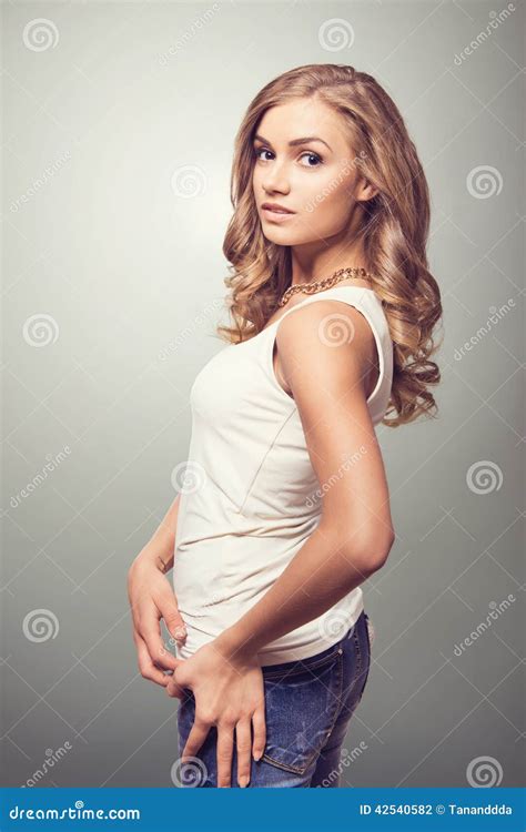 Cute Blonde Woman Stock Photo Image Of Portrait Beautiful