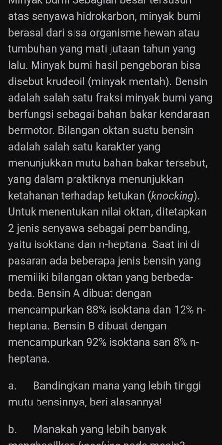 Solved Mnyak Bümi Sebagian Besar Tersusun Atas Senyawa Hidrokarbon