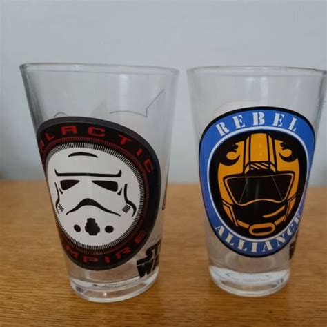 Star Wars 16oz Pint Glasses Rebel And Empire Symbols 2 Set Ebay