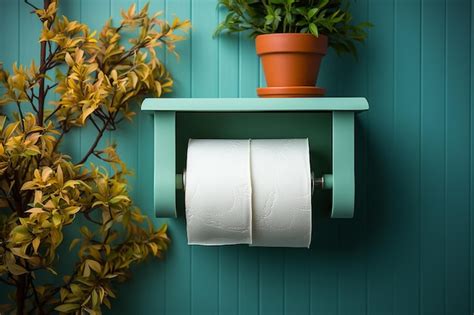 Un Portarrollos De Papel Higi Nico Con Una Planta Foto Premium