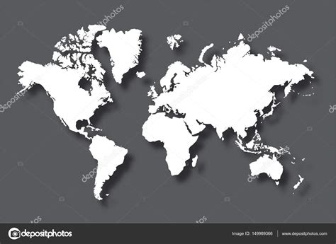 Mapa Político Del Mundo Con Sombra Aislada Sobre Fondo Gris Ilustración Vectorial Vector De