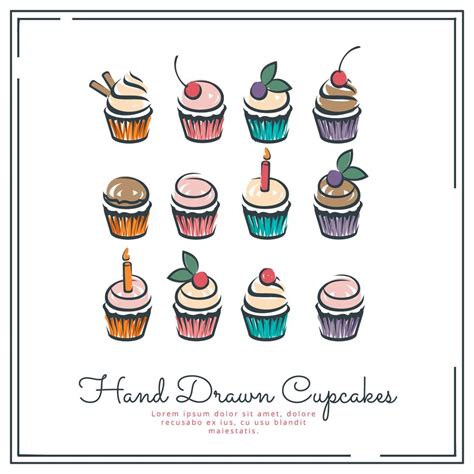 Vector Hand Drawn Cupcakes 192125 Vector Art At Vecteezy