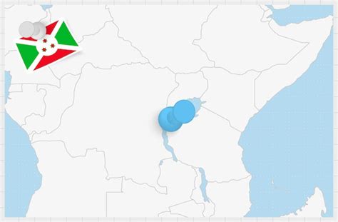 Mapa Do Burundi Um Pino Azul Fixado Bandeira Fixada Do Burundi