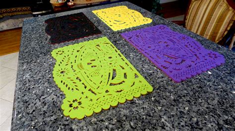 Double Sided Felt Papel Picado Placemat Sets Muertos Xochico