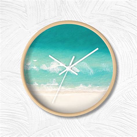 Nautical Wall Clock Turquoise Coast Tropical Beach House Decor Modern Trendy Clock For Office