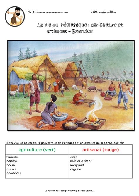 La Vie Des Hommes Au Néolithique Ce2 Cm1 Exercices avec Frise