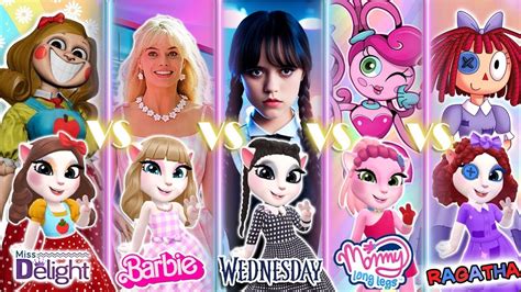 My Talking Angela 2 Miss Delight Vs Barbie Vs Wednesday Vs Mommy Long