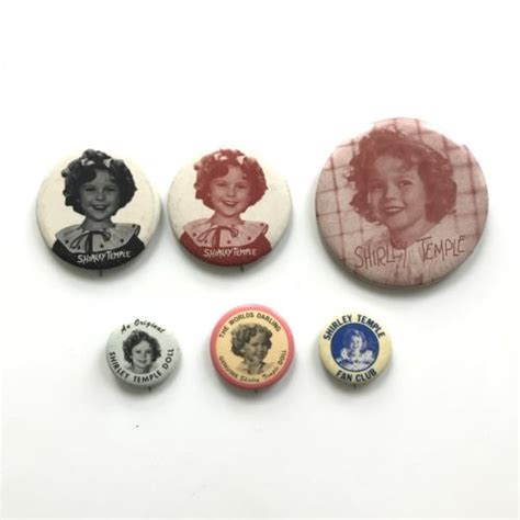 Collection Of Antique Vintage Shirley Temple Buttons Doll Pins Fan Club