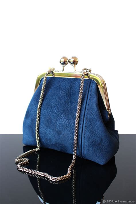 Elegant Vintage Blue Suede Handbag