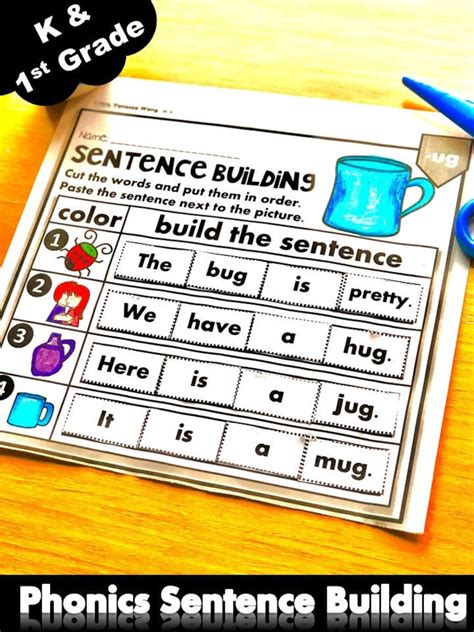 Phonics Worksheets Cvc Short Vowels Sentence Building Kindergarten