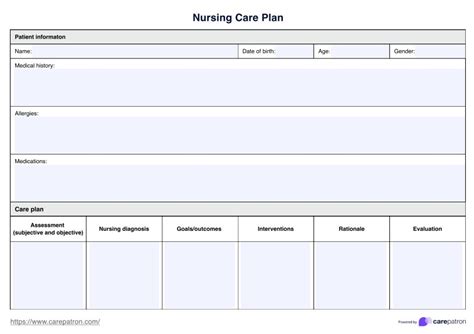 Nursing Care Plan Nursing Diagnosis Blank Nursing Care Plan Templates