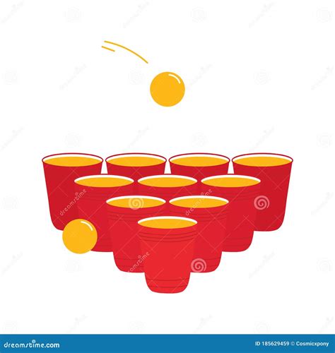 Beer Pong Famous Party Drinking Game Vector Cartoon Illustration