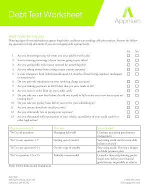 Fillable Online Debt Test Worksheet Fax Email Print PdfFiller