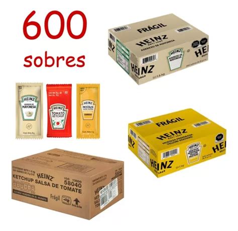 Pack Catsup Heinz Ketchup Mostaza Mayonesa Sobres Env O Gratis