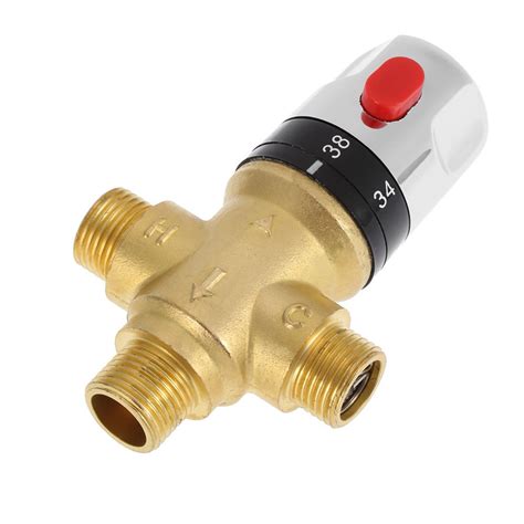 Yosoo Brass Thermostatic Mixing Valve Bathroom Faucet Temperature Mixer ...