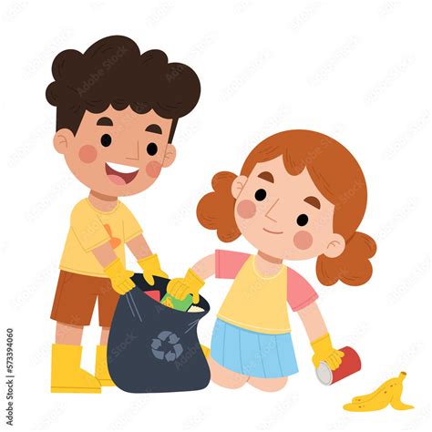 Illustration of kids picking up trash illustration children's day Stock ...