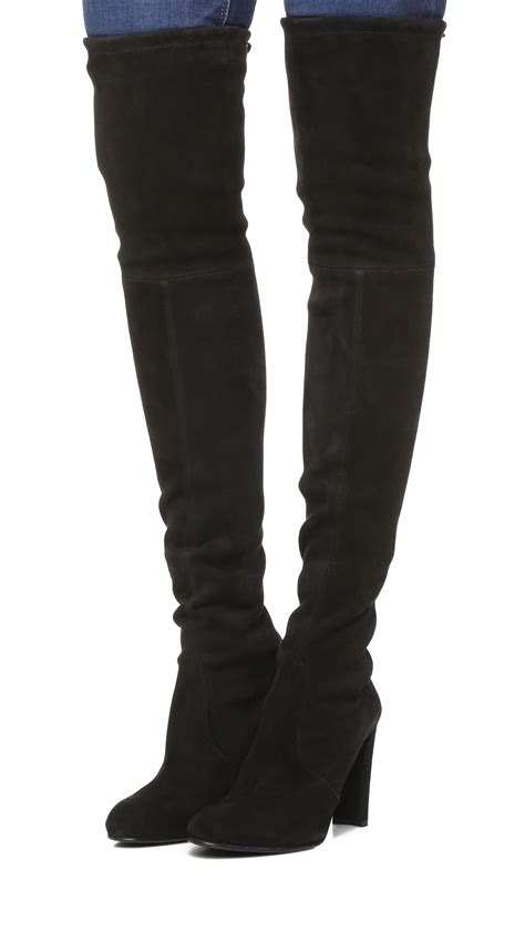 Lyst Stuart Weitzman Highland Stretch Suede Over The Knee Boots In Black