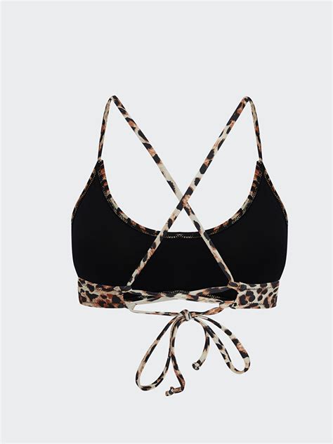 KAHVERENGİ Kadın Dikişli Pedli Desenli Bikini Üst S FP Z LQY LCW