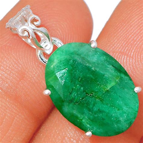 Natural Emerald Pendant / Silver Pendant / Emerald Pendant / - Etsy