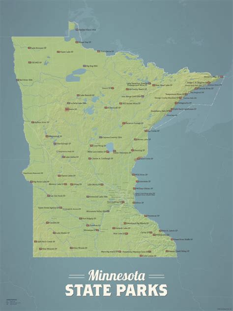 Minnesota State Parks Map 18x24 Poster - Best Maps Ever