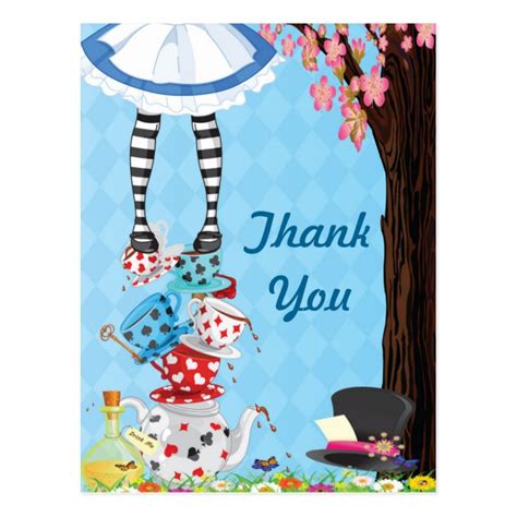 Alice In Wonderland Thank You Post Cards Zazzle