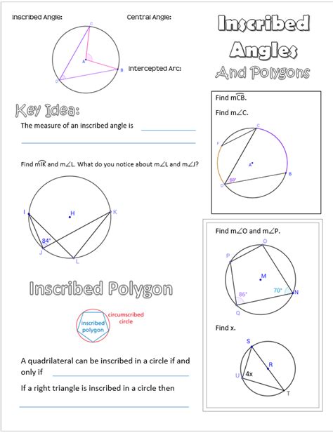 Practice A Inscribed Angles