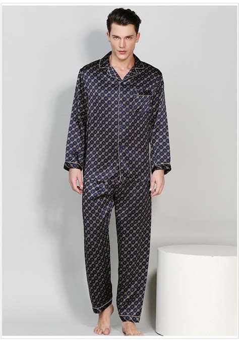 Men Silk Pajamas Suits Silk Sleepwear Pajamas Sets In Silk