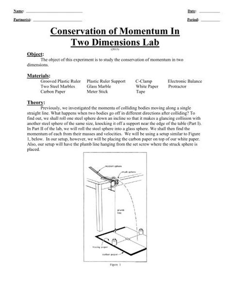 Conservation Of Momentum In Two Dimensions Lab Dickey Physics