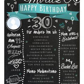 Meilensteintafel Chalkboard Geburtstag Geschenk Personalisiert