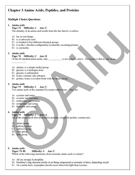 Solution Chapter 3 Biochemistry Exam Amino Acids Peptides And Proteins