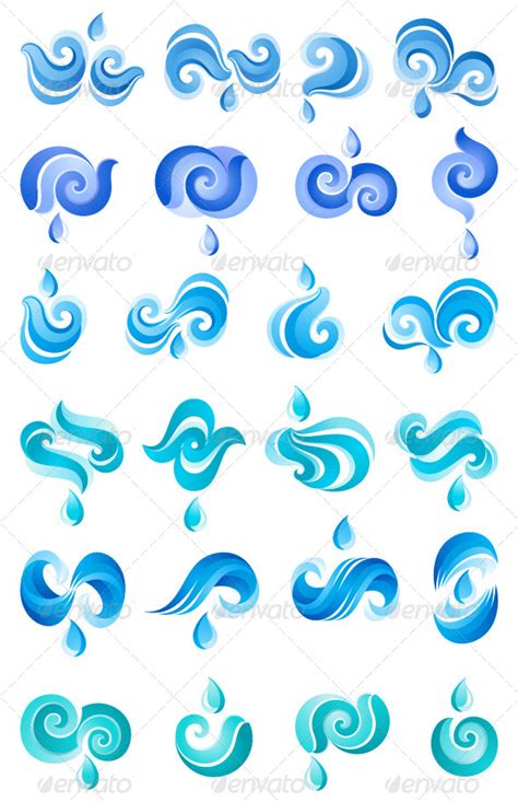 A Set of 24 Symbols Water by ecelop | GraphicRiver