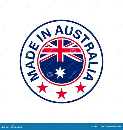 Made In Australia Round Australia Flag Vector Icon Stock Vector