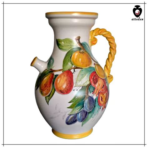 Brocca Anfora Vaso In Ceramica Artistica Terracotta Artigianale Dipinta