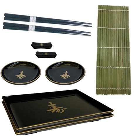 Kit Oriental Conjunto Pessoas Comida Japonesa Hashi Shoyu Esteira