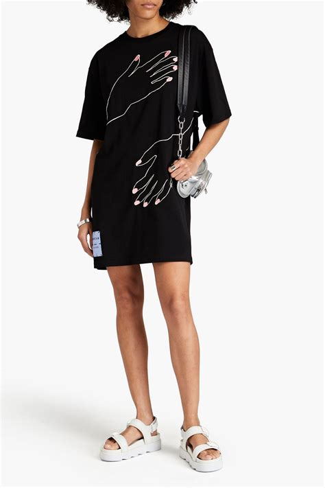 Mcq Alexander Mcqueen Embroidered Cotton Jersey Mini Dress The Outnet