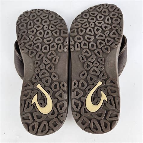 Olukai Ohana Mens Brown Leather Flip Flop Outdoor Thong Sandals Size