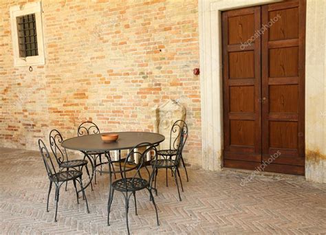 Retro garden furniture on italian terrace — Stock Photo © Malgorzata ...