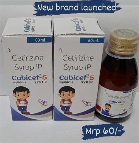 Cetirizine Hydrochloride 5 Mg Syrup With Monocarton 60 Ml At Rs 60