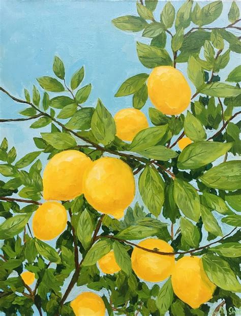 Lemon Painting Rainbow Painting Fruit Painting Yellow Painting Art Painting Oil Art Oil