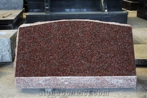 Indian Red Granite Polished Cemetery Slant Marker Tombstone From China