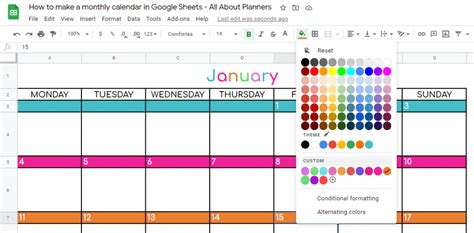 Monthly Schedule Google Sheets Template