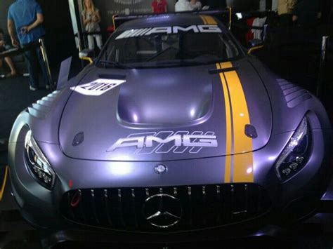 The Mercedes Amg Gtr Is On Display At An Auto Show In New York