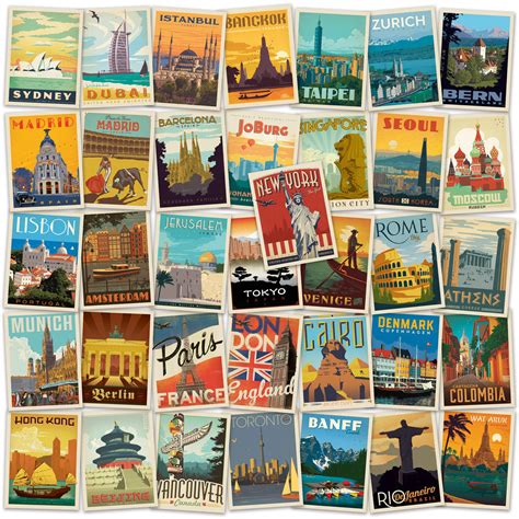 Great World Cities Vinyl Sticker Set Of 36 Pieces Global Etsy